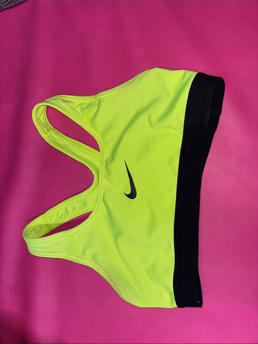 Nike Neon Yellow and Black Racerback Sports Bra